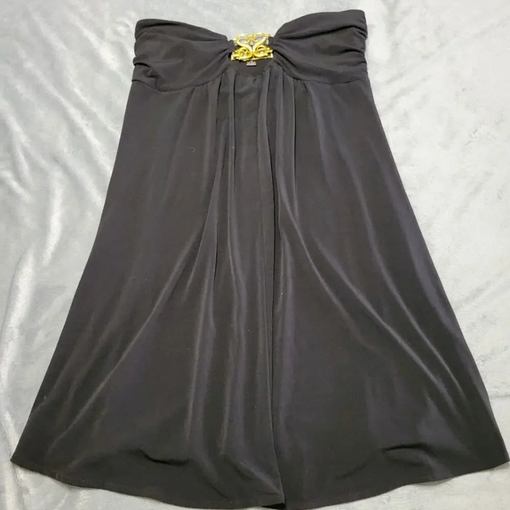 Southpole Collection Womens M Black Cocktail‎ Dress Black Jeweled Logo Strapless